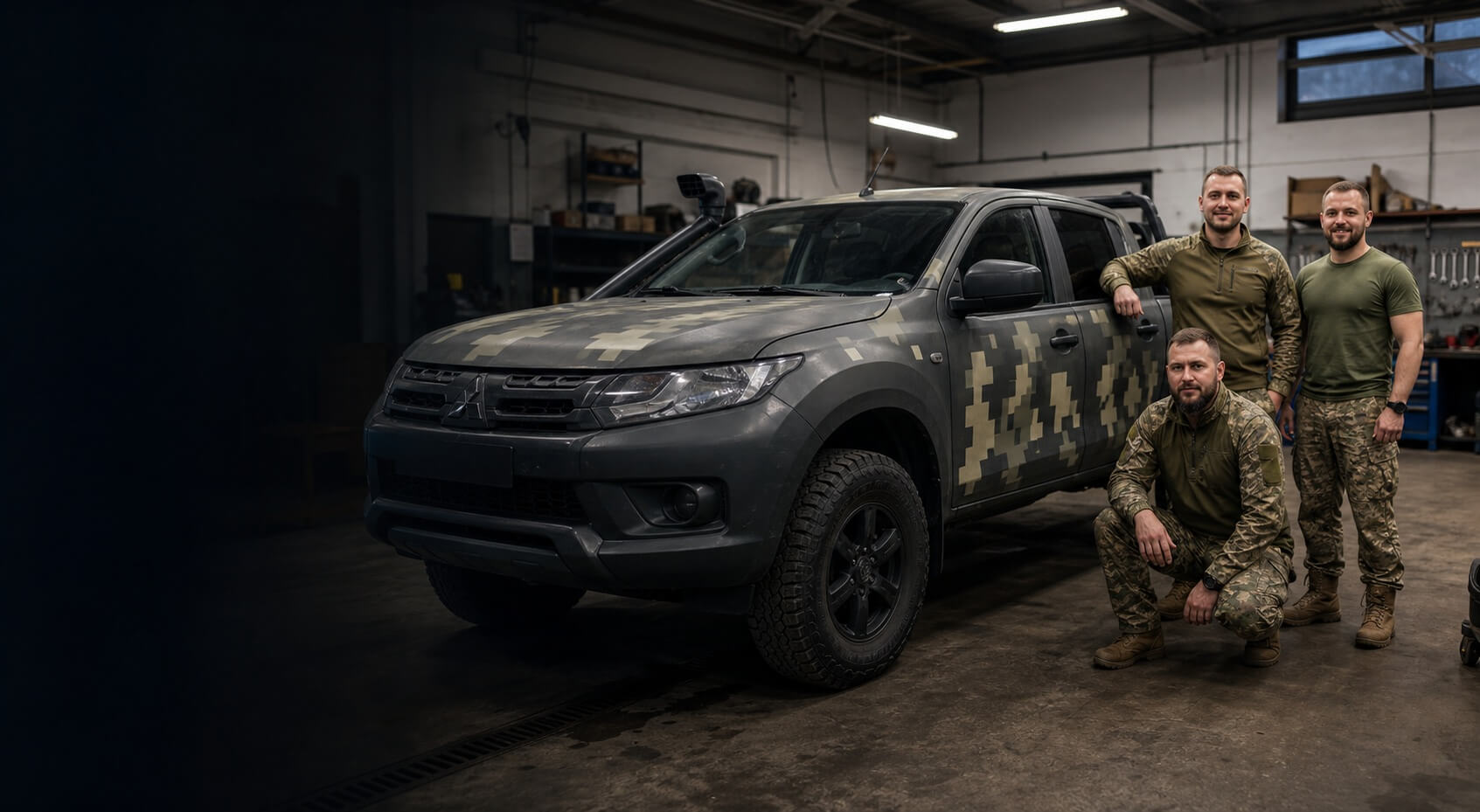 Військові поруч з автомобілем Car4Life